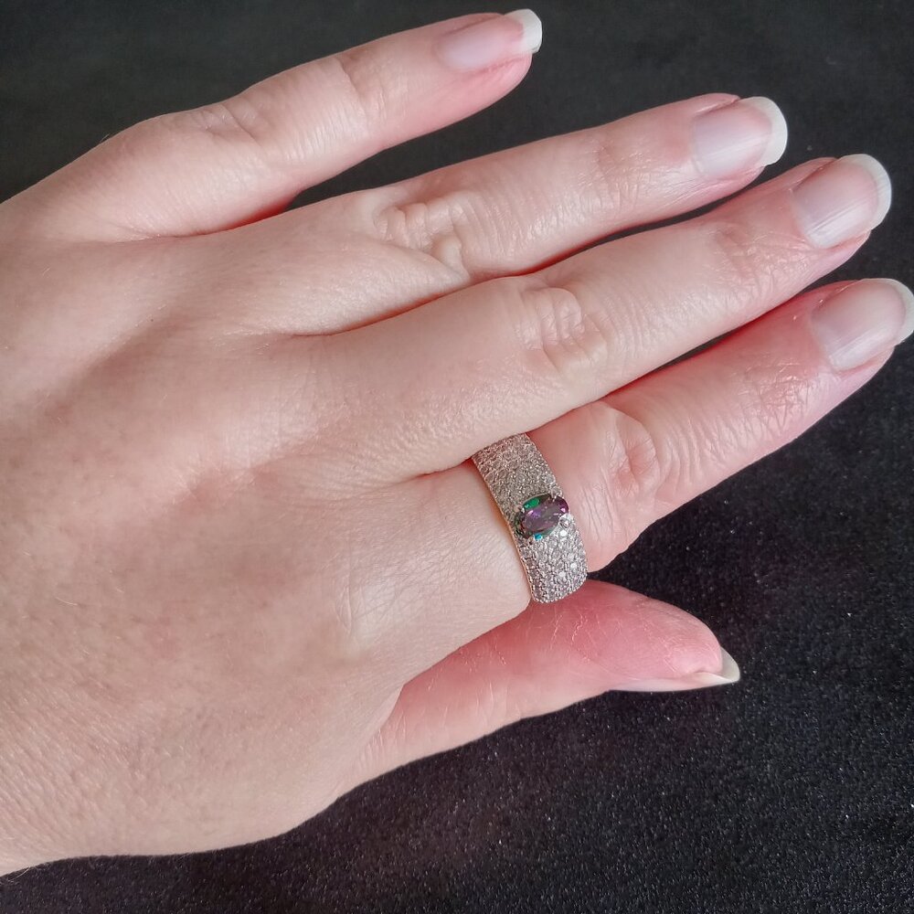 Bomb Party BP This Is Something Special Rainbow Topaz Silver Ring Band Size 10 - Picture 6 of 6